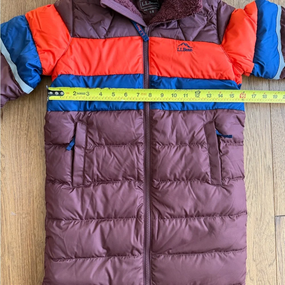 NWT L.L. Bean Kids Puffer Down Hooded Colorblock Puffer Jackey Boys Sz 8 Snow‎